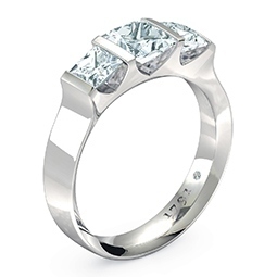 princess three stone diamond engagement ring