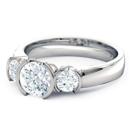 classic round brilliant three stone ring