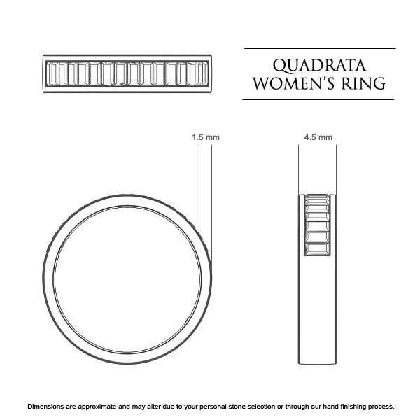  Platinum 950 Quadrata Celebration Ring - Dimensions