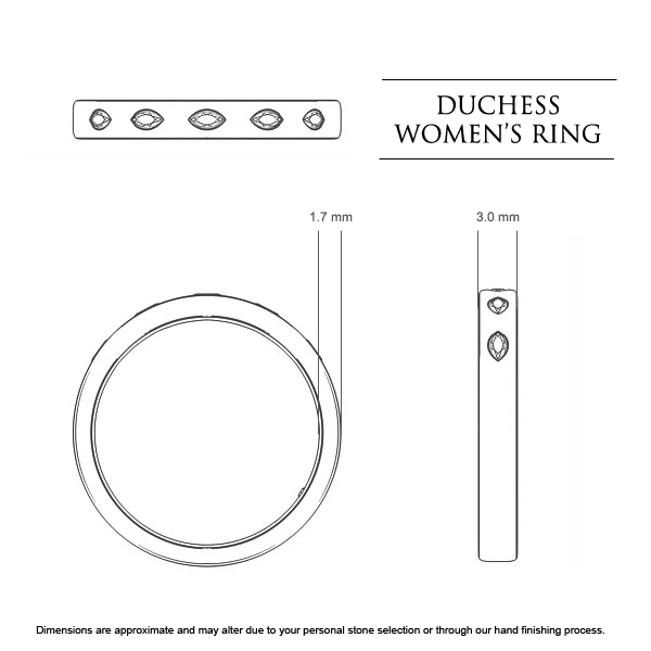  White Gold Duchess Celebration Ring - Dimensions