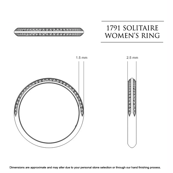  Platinum 950 1791 Solitaire Celebration Ring - Dimensions