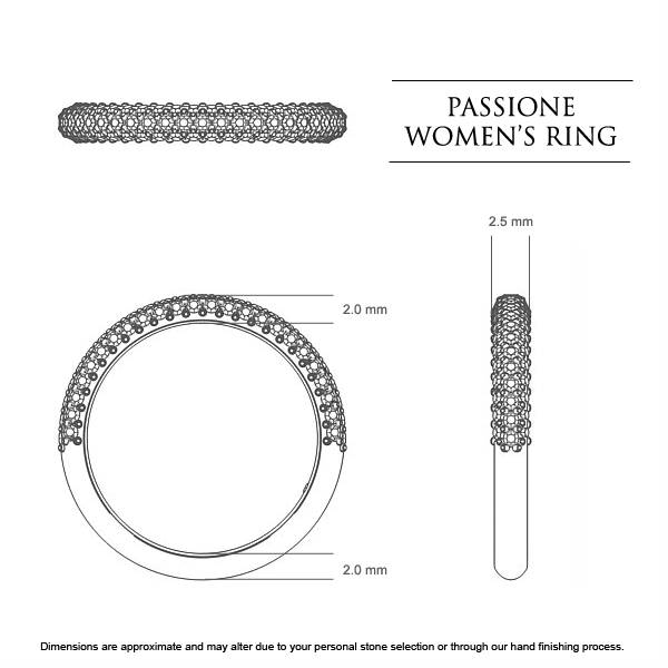  White Gold Passione Celebration Ring - Dimensions