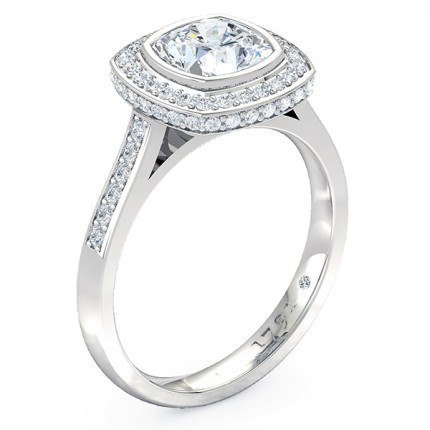Cushion Diamond Ring Platinum 950 Floriana - Main View