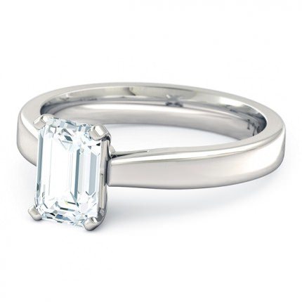 Emerald Diamond Ring White Gold Brilliante - Side View