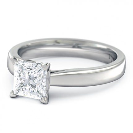 Princess Diamond Ring Platinum 950 Princess Solitaire - Side View