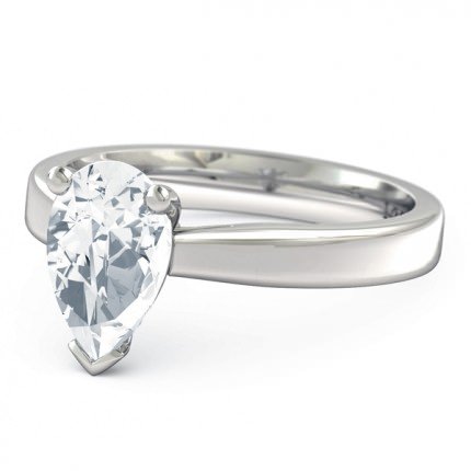 Pear Diamond Ring Platinum 950 Pero - Side View