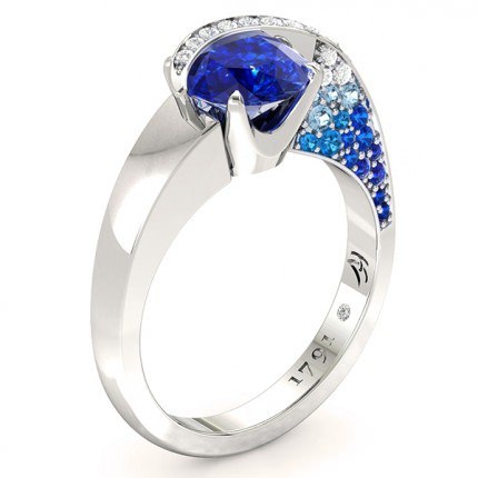 Sapphire Ring White Gold Sky - Main View