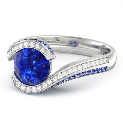 Sapphire Ring White Gold Kya - Side View
