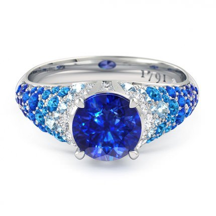 Sapphire Rings Platinum 950 Aqua