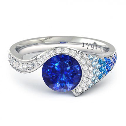 Sapphire Rings Platinum 950 Cascade