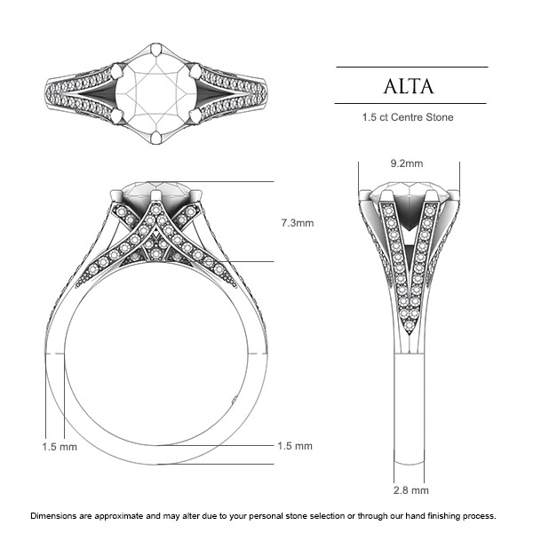 Sapphire Rings Alta - Dimensions