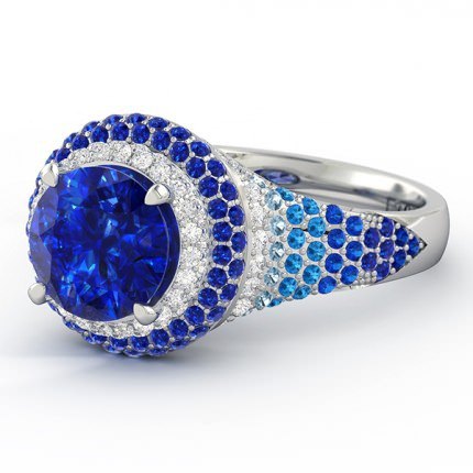 Sapphire Ring Platinum 950 Olympia - Side View