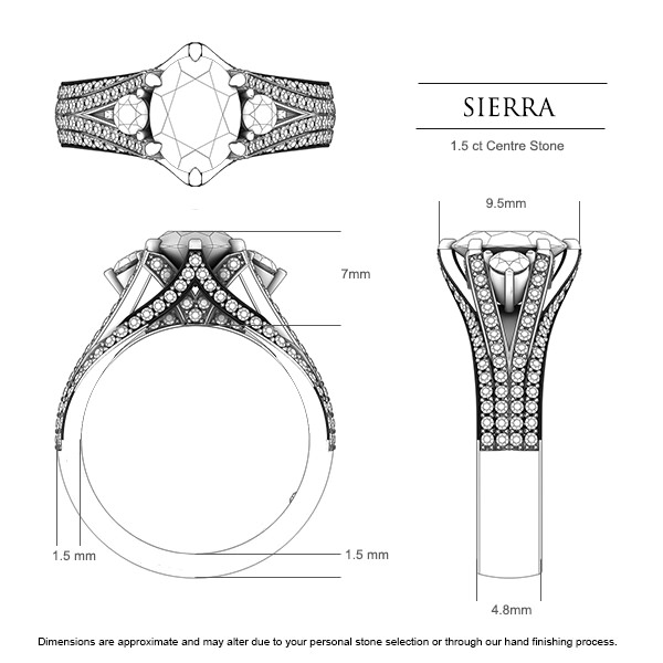 Sapphire Rings White Gold Sierra - Dimensions