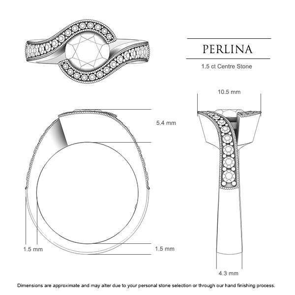 Engagement Rings Platinum 950 Perlina - Dimensions