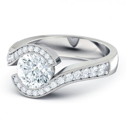 Engagement Ring White Gold Perlina - Side View