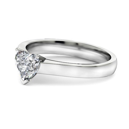 Heart Diamond Ring White Gold L`amour - Side View