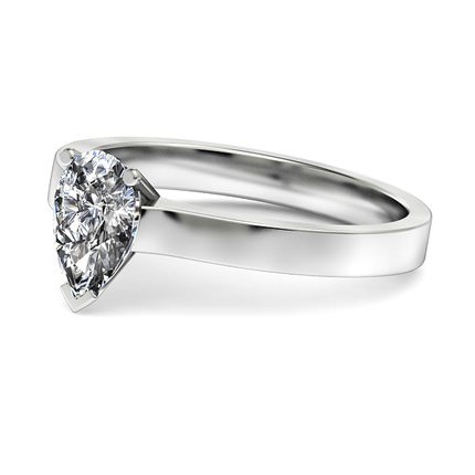 Pear Diamond Ring Platinum 950 Pero - Side View
