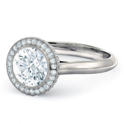 Diamond Ring Platinum 950 1791 Cluster - Side View