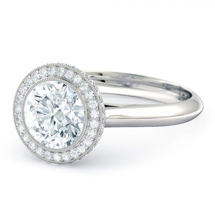 Engagement Ring White Gold 1791 Cluster - Side View