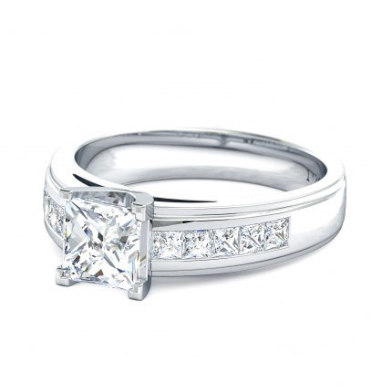 Princess Diamond Ring White Gold 1791 Princess - Side View