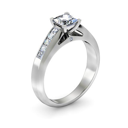 Princess Diamond Ring Platinum 950 Elena - Main View