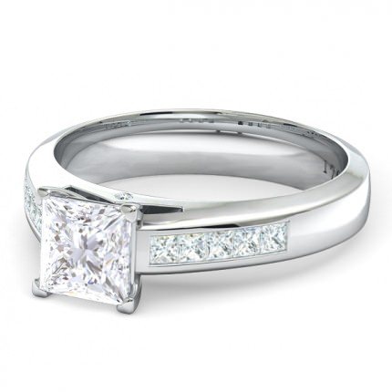 Princess Engagement Ring Platinum 950 Elena - Side View