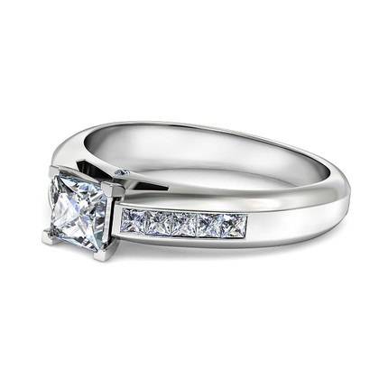 Princess Diamond Ring White Gold Elena - Side View