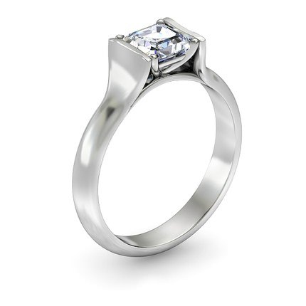 Asscher Diamond Ring White Gold Jasmine - Main View