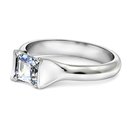Asscher Diamond Ring White Gold Jasmine - Side View