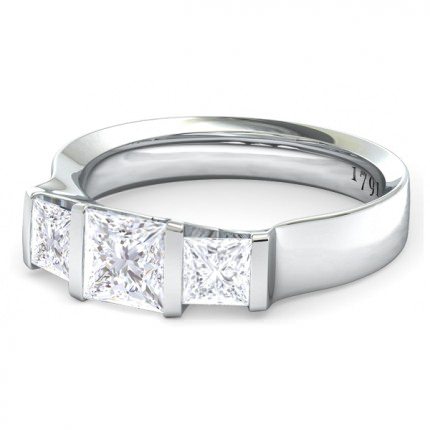 Princess Engagement Ring White Gold Karine - Side View