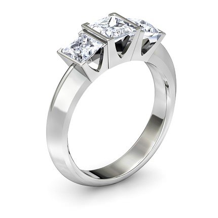 Princess Diamond Ring White Gold Trilogy - Main View
