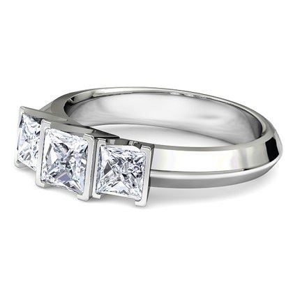 Princess Diamond Ring White Gold Trilogy - Side View