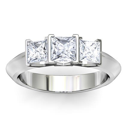 Princess Diamond Rings White Gold Trilogy