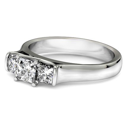 Princess Diamond Ring Platinum 950 Dalila - Side View