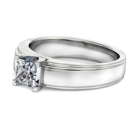 Princess Diamond Ring Platinum 950 Isa - Side View