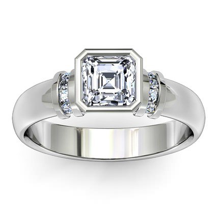 Asscher Diamond Rings Platinum 950 Alba