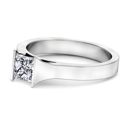 Princess Diamond Ring White Gold Incenso - Side View