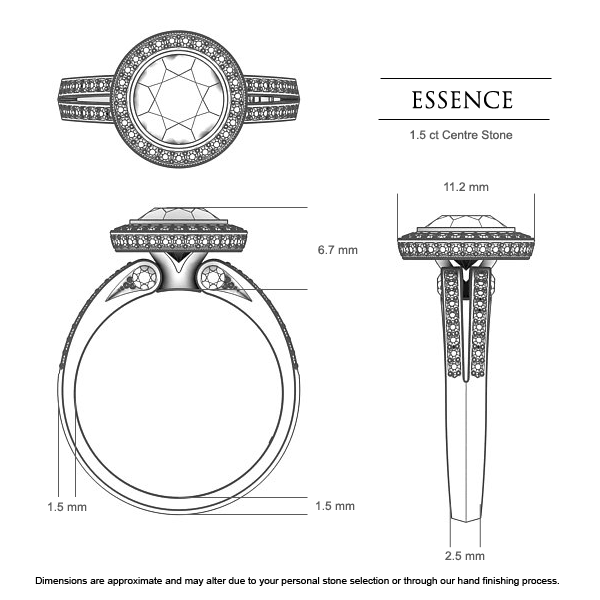 Diamond Rings White Gold Essence - Dimensions