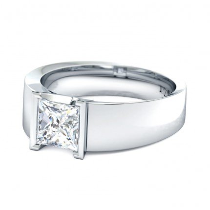 Princess Diamond Ring Platinum 950 La Lucia - Side View