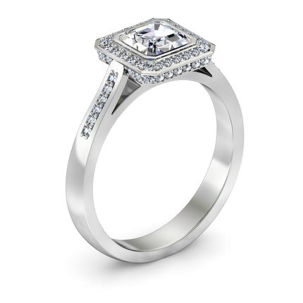 Asscher Diamond Ring Platinum 950 Imilia - Main View