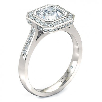 Asscher Diamond Ring Platinum 950 Imilia - Main View