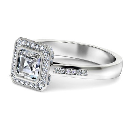 Asscher Diamond Ring White Gold Imilia - Side View