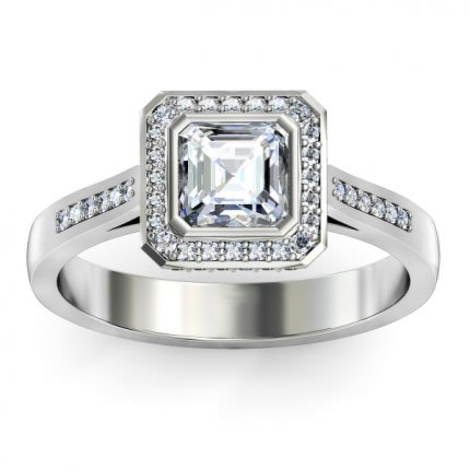 Asscher Diamond Rings White Gold Imilia