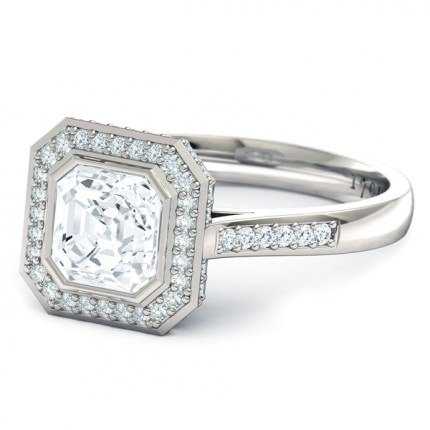 Asscher Diamond Ring White Gold Imilia - Side View