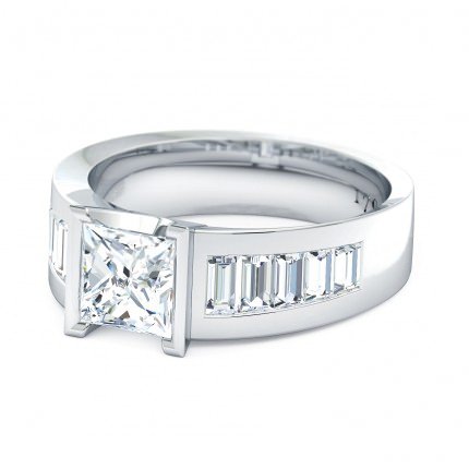 Princess Diamond Ring White Gold Quadrata - Side View