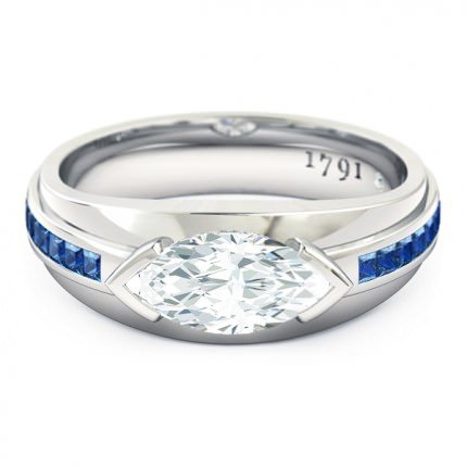 Marquise Diamond Rings Platinum 950 Deep Blue