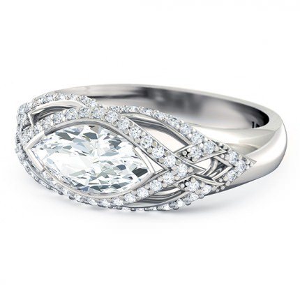Marquise Diamond Ring Platinum 950 Aura - Side View