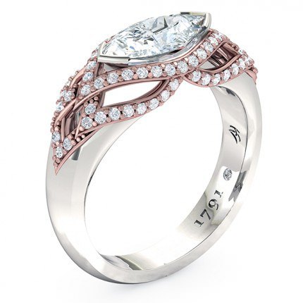 Marquise Diamond Ring White Gold Aura - Main View