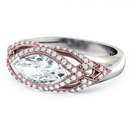 Marquise Diamond Ring White Gold Aura - Side View