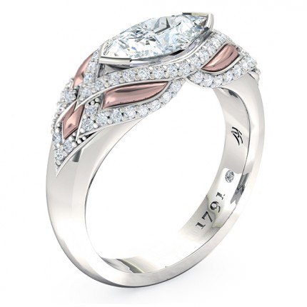 Marquise Diamond Ring Platinum & Rose Gold Nekite - Main View